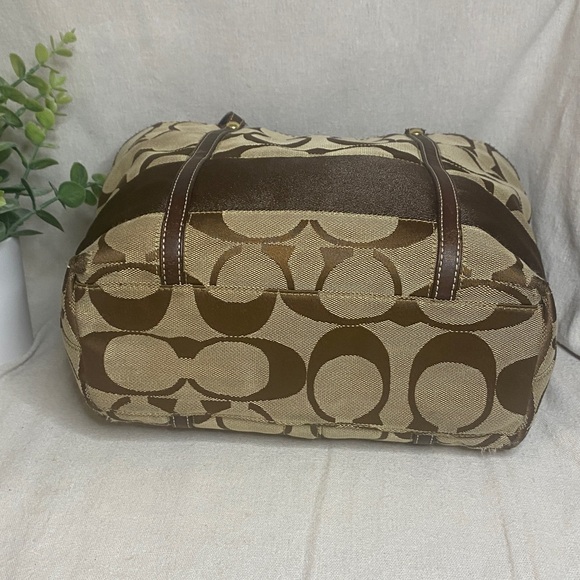 Coach Signature C Canvas Tote Bag, Brown, Brass Hardware - Picture 3 of 10